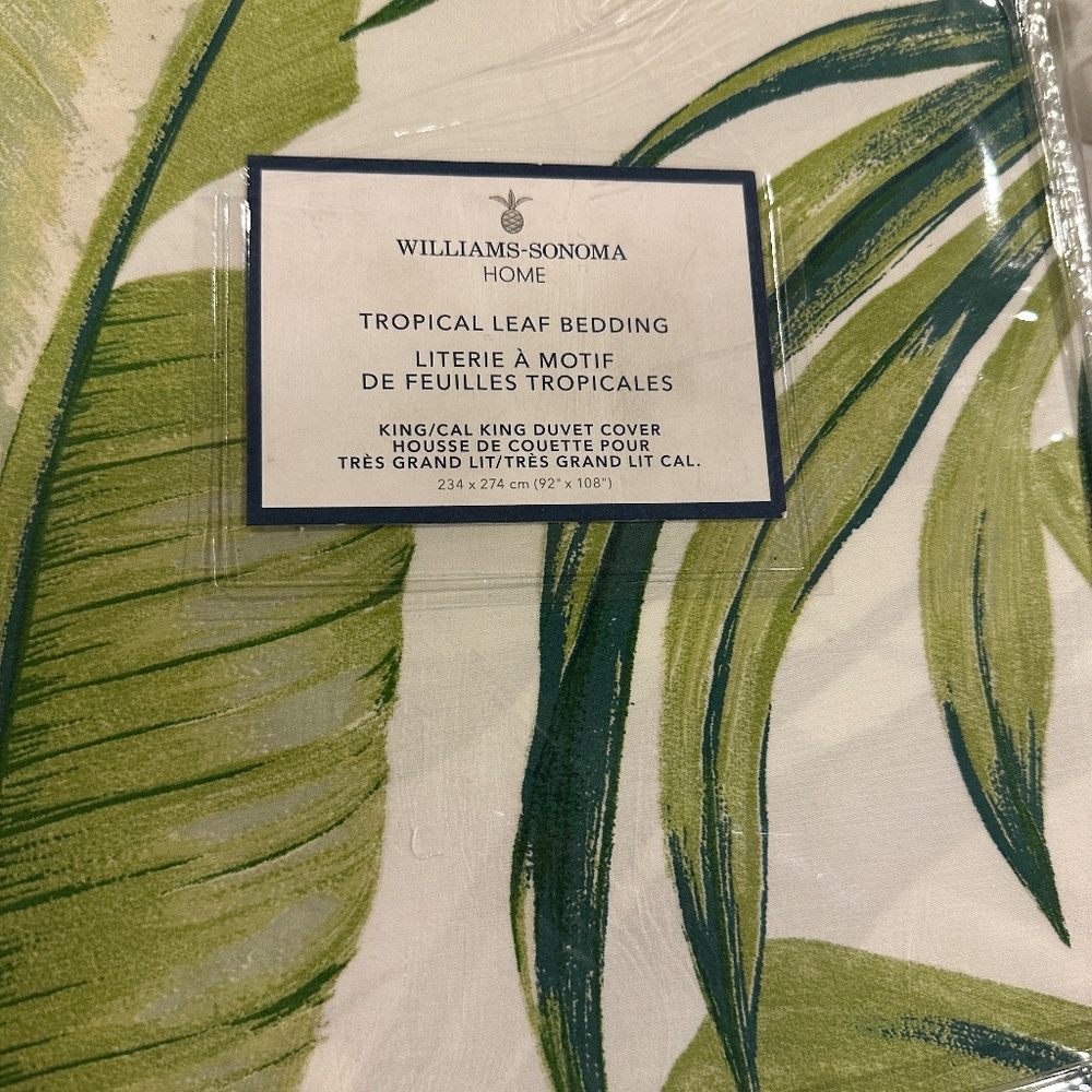 William Sonoma King/Cal King Duvet Cover tropical leaves